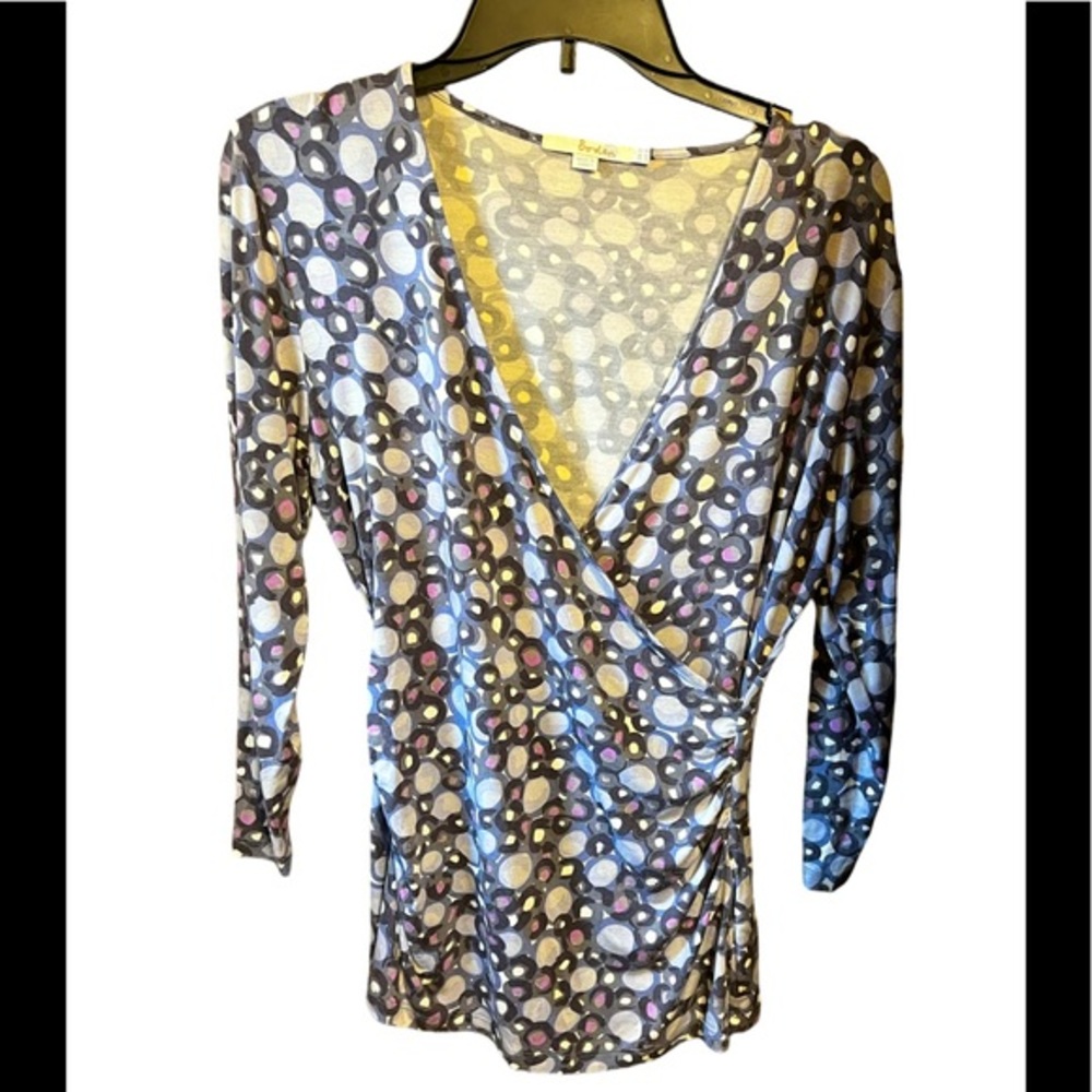 Boden Multicolor Circles Faux Wrap Top GUC